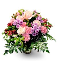 bouquet of roses carnations and alstroemerias